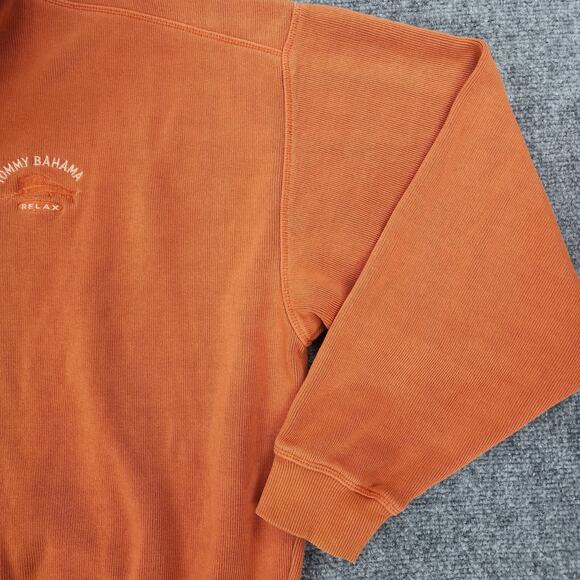 Tommy Bahama Pullover Sweater Mens Large Orange 1/4 Zip Relax Coastal Casual - Picture 13 of 16